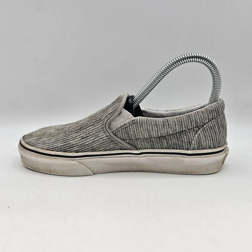 Vans Classic Slip-On Shoes Mens Size 5‎ Gray Corduroy Low Top Skate Sneakers